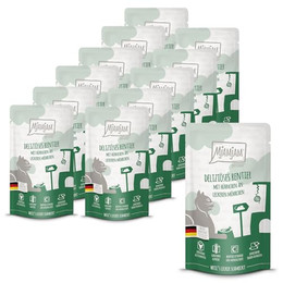 Produktbild von MjAMjAM Premium Nassfutter für Katzen deliziöses Rentier mit Hühnchen und Möhrchen - 12 x 125 g