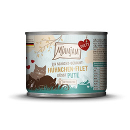 Produktbild von MjAMjAM Premium Nassfutter für Katzen Duett Hühnchen-Filet küsst Pute - 6 x 190 g