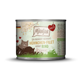 Produktbild von MjAMjAM Premium Nassfutter für Katzen Duett Hühnchen-Filet küsst Rind - 6 x 190 g