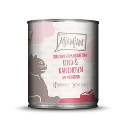 Produktbild von MjAMjAM Premium Nassfutter für Katzen DUO Rind & Kaninchen an Möhrchen - 6 x 800 g