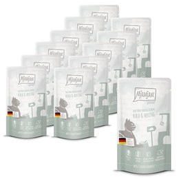 Produktbild von MjAMjAM Premium Nassfutter für Katzen Quetschie DUO Kalb & Hering - 12 x 125 g