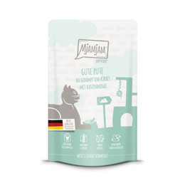 Produktbild von MjAMjAM Premium Nassfutter für Katzen Quetschie gute Pute an gedämpftem Kürbis - 12 x 125 g