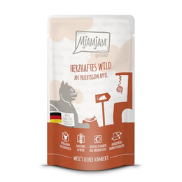 Produktbild von MjAMjAM Premium Nassfutter für Katzen Quetschie herzhaftes Wild an fruchtigem Apfel - 12 x 125 g