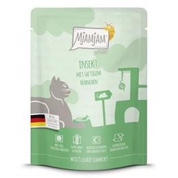 Produktbild von MjAMjAM Premium Nassfutter für Katzen Quetschie Insekt mit saftigem Hühnchen - 300 g