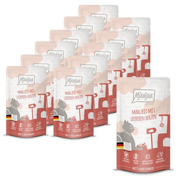 Produktbild von MjAMjAM Premium Nassfutter für Katzen Quetschie mit Herzen - 12 x 125 g
