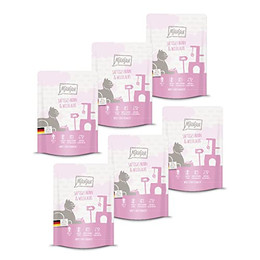 Produktbild von MjAMjAM Premium Nassfutter für Katzen Quetschie saftiges Huhn und Wildlachs - 6 x 300 g