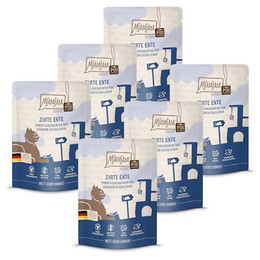Produktbild von MjAMjAM Premium Nassfutter für Katzen Quetschie zarte Ente pur - 6 x 300 g