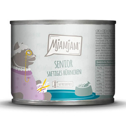 Produktbild von MjAMjAM Premium Nassfutter für Katzen Senior Saftiges Hühnchen - 6 x 200 g
