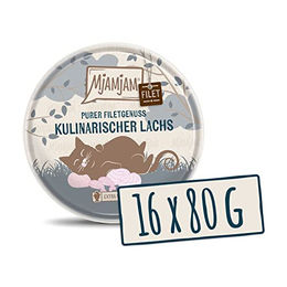 MjAMjAM Premium Nassfutter für Katzen zartes Filet vom Lachs - 16 x 80 g – Bild 1 von 3