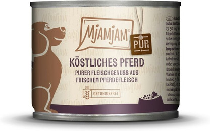 Produktbild von MJAMJAM Purer Fleischgenuss 200g Dose Hundenassfutter Sparpaket 12 x 200 Gramm köstliches Pferd Pur