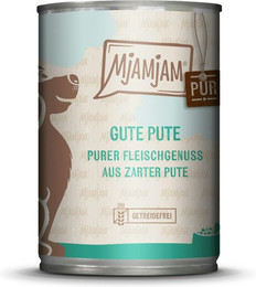 Produktbild von MJAMJAM Purer Fleischgenuss 400g Dose Hundenassfutter Sparpaket 12 x 400 Gramm gute Pute pur