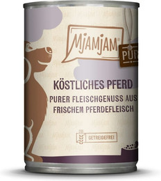 Produktbild von MJAMJAM Purer Fleischgenuss 400g Dose Hundenassfutter Sparpaket 12 x 400 Gramm köstliches Pferd pur