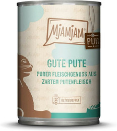 Produktbild von MJAMJAM Purer Fleischgenuss 400g Dose Katzennassfutter Sparpaket 12 x 400 Gramm gute Pute pur