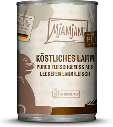 Produktbild von MJAMJAM Purer Fleischgenuss 400g Dose Katzennassfutter Sparpaket 12 x 400 Gramm köstliches Lamm pur