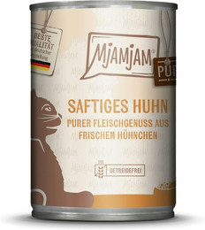 Produktbild von MJAMJAM Purer Fleischgenuss 400g Dose Katzennassfutter Sparpaket 12 x 400 Gramm saftiges Hühnchen pur