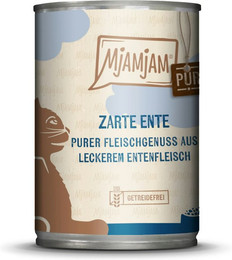Produktbild von MJAMJAM Purer Fleischgenuss 400g Dose Katzennassfutter Sparpaket 12 x 400 Gramm zarte Ente pur