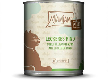 Produktbild von MJAMJAM Purer Fleischgenuss 800g Dose Katzennassfutter Sparpaket 12 x 800 Gramm leckeres Rind pur
