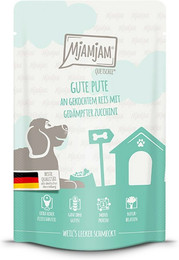 Produktbild von MjAMjAM - Quetschie Mahlzeit 125g MjAMjAM Hund Sparpaket 24x125g Pute mit Reis mit Zucchini