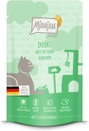 Produktbild von MJAMJAM Quetschies 125g Beutel Katzennassfutter 12 x 125 Gramm Insekt mit saftigem Hühnchen