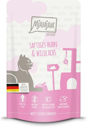 Produktbild von MJAMJAM Quetschies 125g Beutel Katzennassfutter Sparpaket 24 x 125 Gramm saftiges Huhn & Wildlachs