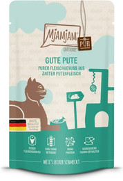 Produktbild von MJAMJAM Quetschies PUR 125g Beutel Katzennassfutter 12 x 125 Gramm gute Pute pur