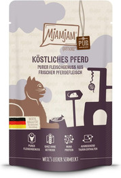 Produktbild von MJAMJAM Quetschies PUR 125g Beutel Katzennassfutter 12 x 125 Gramm köstliches Pferd pur