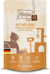 Produktbild von MJAMJAM Quetschies PUR 125g Beutel Katzennassfutter 12 x 125 Gramm saftiges Hühnchen pur