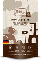 Produktbild von MJAMJAM Quetschies PUR 125g Beutel Katzennassfutter Sparpaket 24 x 125 Gramm köstliches Lamm pur