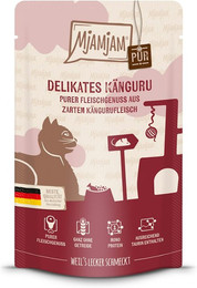 Produktbild von MJAMJAM Quetschies PUR 125g Beutel Katzennassfutter Sparpaket 24 x 125 Gramm zartes Känguru pur