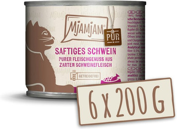 Produktbild von MJAMJAM Schwein pur Katzennassfutter Sparpaket 12 x 200 Gramm