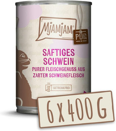 Produktbild von MJAMJAM Schwein pur Katzennassfutter Sparpaket 12 x 400 Gramm