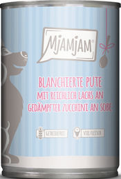 Produktbild von Mjamjam Soßenschmaus Pute, Lachs und Zucchini - 380 g