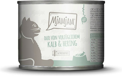Produktbild von MjAMjAM Sparpaket 12 x  200g DUO Kalb + Hering Katze