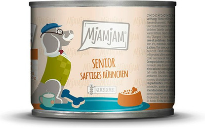 Produktbild von MjAMjAM Sparpaket 12 x  200g Senior Huhn+Süßkartoffel Dog