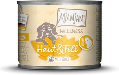 Produktbild von MjAMjAM Sparpaket 12 x  200g Wellness Haut&Fell Huhn Dog