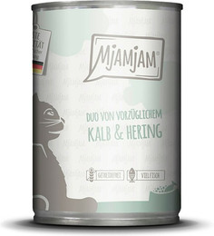 Produktbild von MjAMjAM Sparpaket 12 x  400g DUO Kalb&Hering Cat