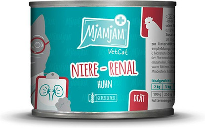 Produktbild von MjAMjAM - VetCat 200g MjAMjAM Katze Sparpaket 12x200g Vet Diät Niere Renal Huhn