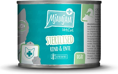 Produktbild von MjAMjAM - VetCat 200g MjAMjAM Katze Sparpaket 12x200g Vet Diät Steril. Rind und Ent