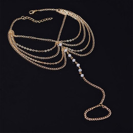 Produktbild von Mode Boho Stil Kristall Multilayer Fuß Kette Für Frauen Sommer Strand Barfuß Fuß Kette Schmuck Zubehör gold