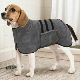Produktbild von MODFU Hundebademantel schnelltrocknender Hundebademantel Hundemantel zum Trocknen, verstellbar Geeignet für verschiedene Hunderassen und Körperformen