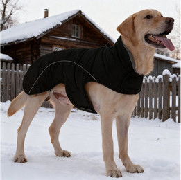 Produktbild von MODFU Hundemantel Hundejacke WinterHundemantel und Geschirr, mit reflektierenden Streifen verstellbarem Kordelzug Metall-D-Ring