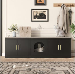 MODFU Tierhaus Katzenhaus, Katzenkloschrank, mit integrierten Kratzbrettern und Belüftung, Tiermöbel – Bild 1 von 5