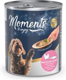 Produktbild von MOMENTS Nassfutter Hund Adult Huhn mit Lachs und Spinat - 12 x 220 g