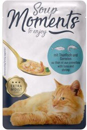 Produktbild von MOMENTS Soup Nassfutter Katze Adult Thunfisch und Garnelen - 12 x 40 g
