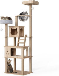 Produktbild von Mondeer Kratzbaum Holz 184 cm mit 2 Katzenhäusern und 2 Katzenplätzen