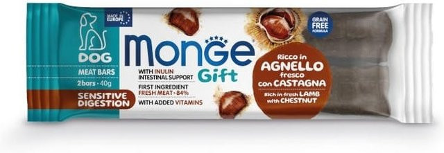 Produktbild von MONGE Dog Adult Meat bars Sensitive digestion Lamm mit Kastanien 2x40 g