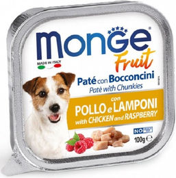 MONGE Fruit Dog Pastete mit Hühnchen und Himbeeren 100 g – Bild 1 von 3