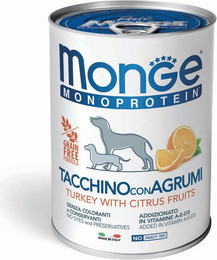 Produktbild von Monge Monoproteico Nassfutter für Hunde mit Pute und Zitrusfrüchten - 400 g