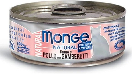 Produktbild von MONGE Natural Cat Thunfisch mit Hühnchen und Garnelen 80g