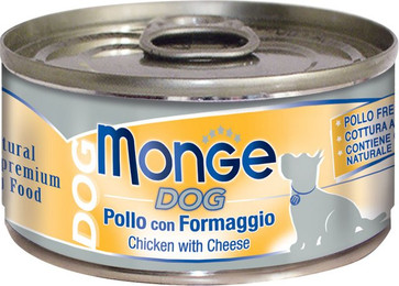 Produktbild von Monge Natural Huhn & Käse Nassfutter für Hunde - 12 x 95 g